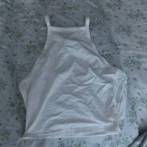 H&M White Fitted Crop Tank Top